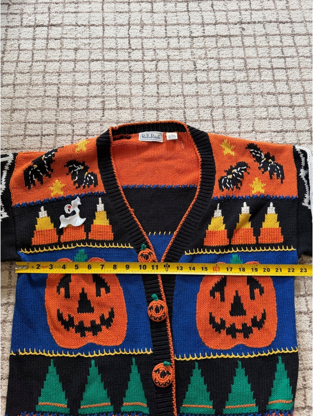 Women’s vintage grandma grannycore Halloween pumpkin spooky fall sweater - Picture 6 of 8